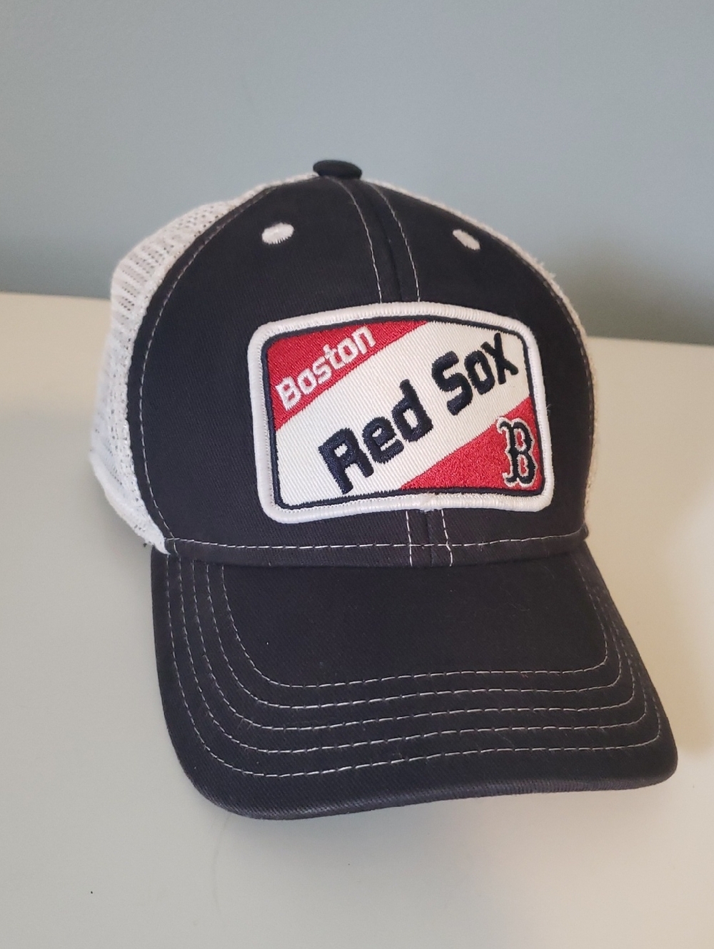 47 Brand Boston Red Sox Black & White Kids Trucker Hat With Adjustable Snapback